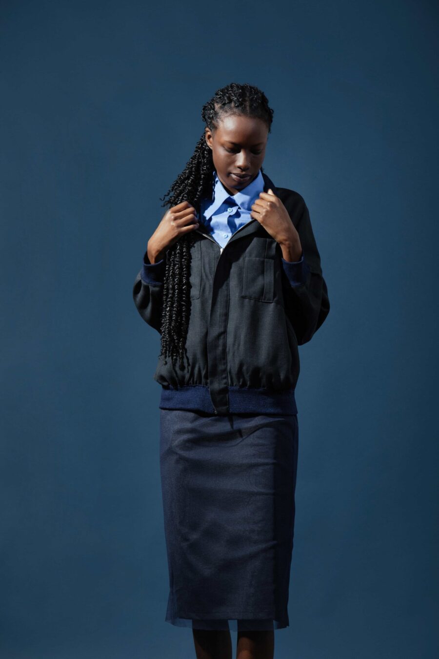 Bomber in lino nero
