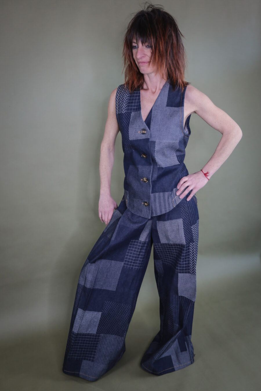 GILET LUNGO IN JEANS PATCHWORK